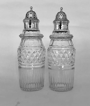 Decanters, Jugs & Carafes. pair Georgian silver topped cruets