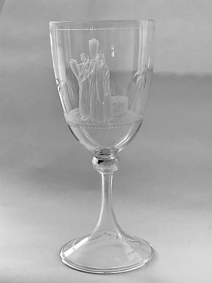 Decorative & Coloured Glass. goblet engraved water carriers