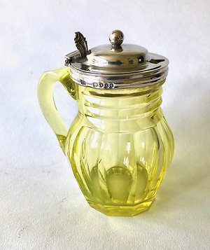 Decorative & Coloured Glass. Mustard Pot